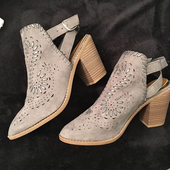 Gray Suede Women's Ankle Boots/Sling backs - Picture 5 of 9